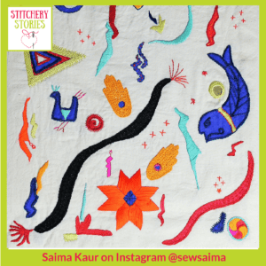 Indian folklore symbols by Saima Kaur _ Stitchery Stories Textile Art Podcast Guest