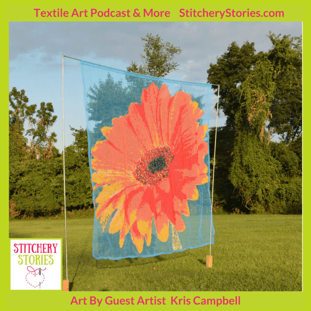 #iamORANGE by Kris Campbell guest Stitchery Stories textile art podcast